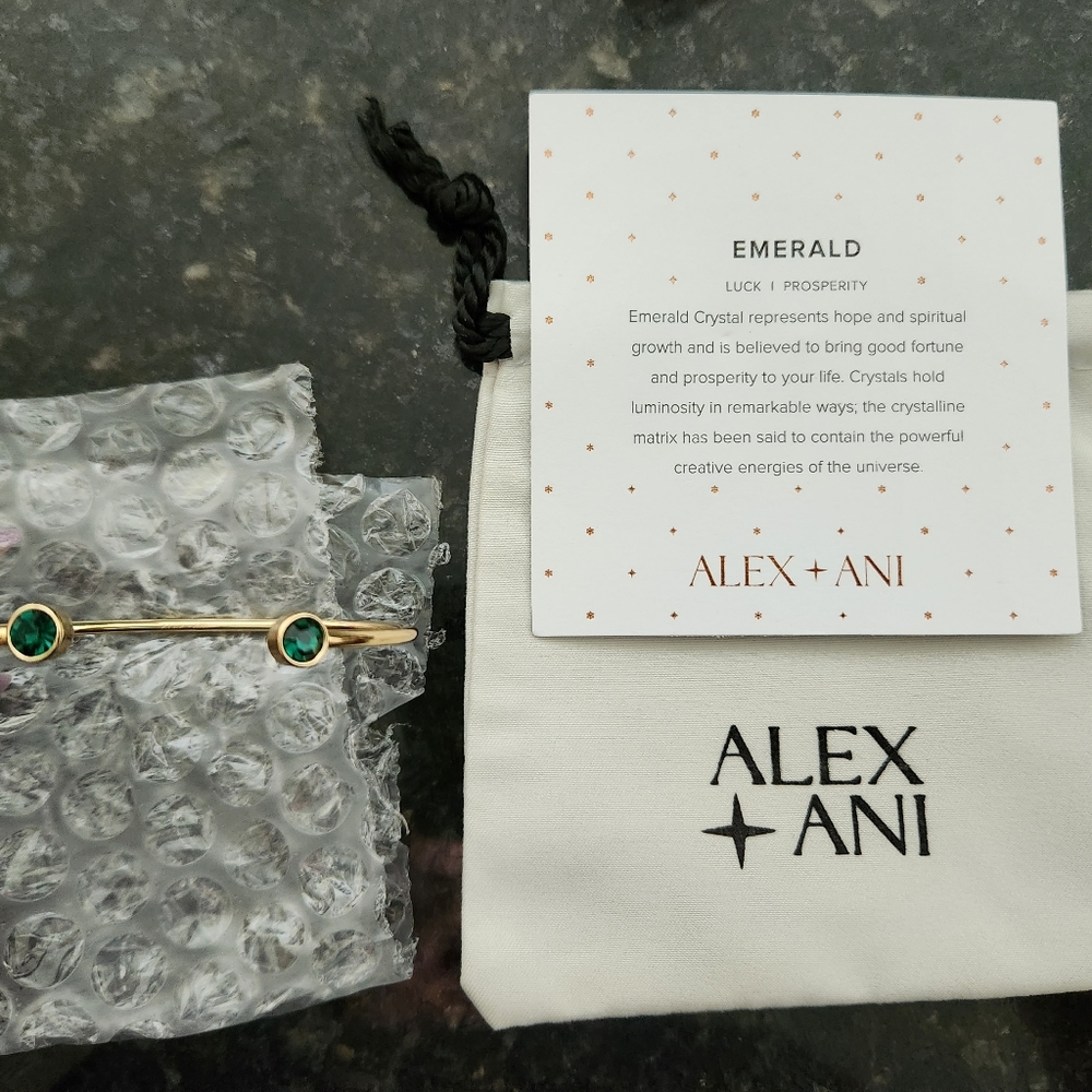 Alex and Ani Emerald Flex Cuff